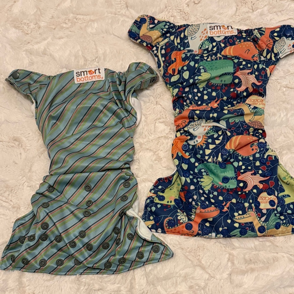 Smart Bottoms Cloth Diapers - Striped and Dinosaur Print